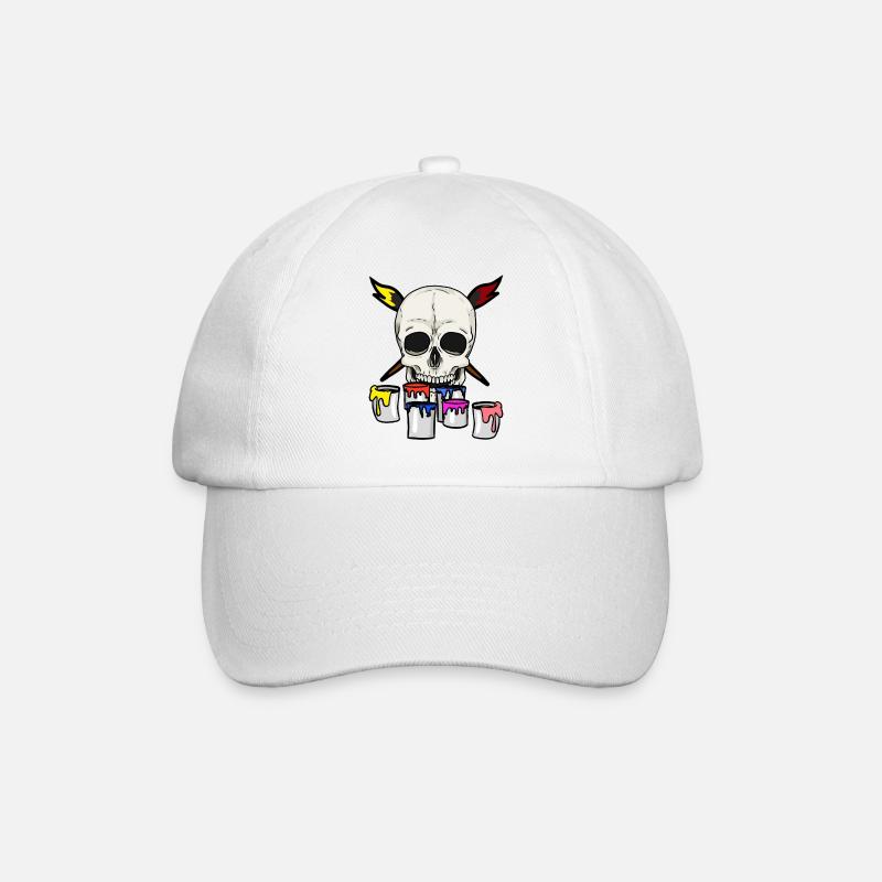 Totenkopf Künstler Maler Berufe Job Pinsel - Baseballkappe - Weiß/Weiß