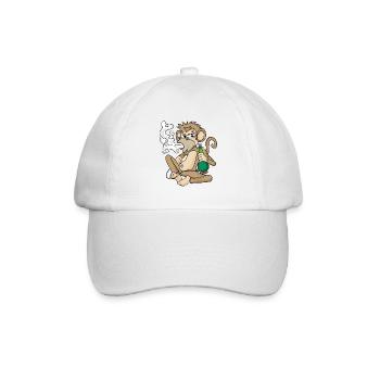 Shisha water pipe smoking monkey - Baseball Cap - white/white - Front