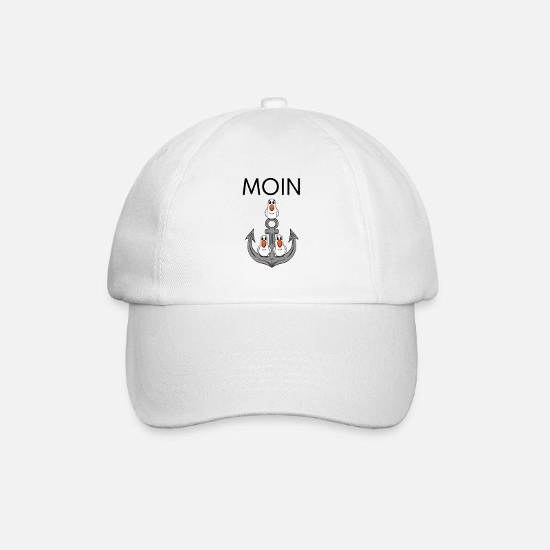 Anker Möwe Seemöwe Moin Nordsee - Baseballkappe - Weiß/Weiß