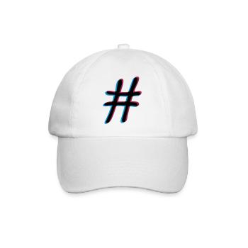 3D Effekt Hashtag - Baseballkappe - Weiß/Weiß - Vorne