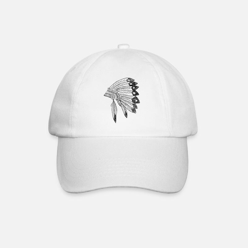Indianer - Baseballkappe - Weiß/Weiß