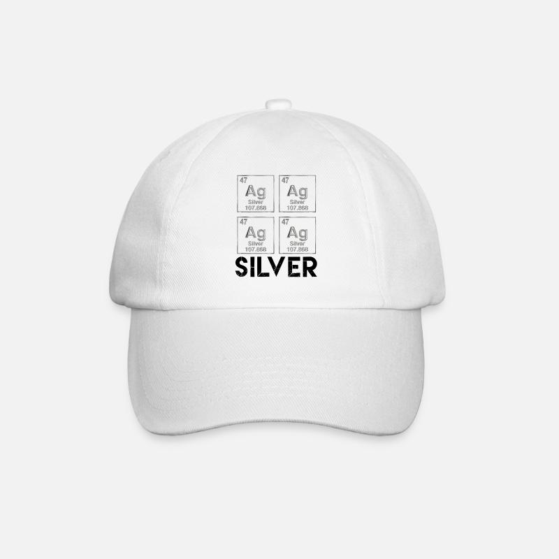 Silber (Ag), Silber im Periodensystem, Silber - Baseballkappe - Weiß/Weiß