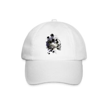 Night Flowers Gothik Goth Skull Death Skull Punk - Baseball Cap - white/white - Front
