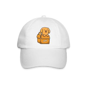 Sweet Golden Retriever in a Cardboard Box - Baseball Cap - white/white - Front