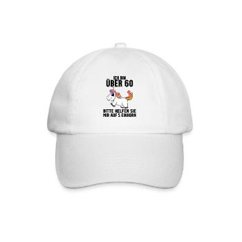 60. Geburtstag Frau 60 Jahre Einhorn - Baseballkappe - Weiß/Weiß - Vorne