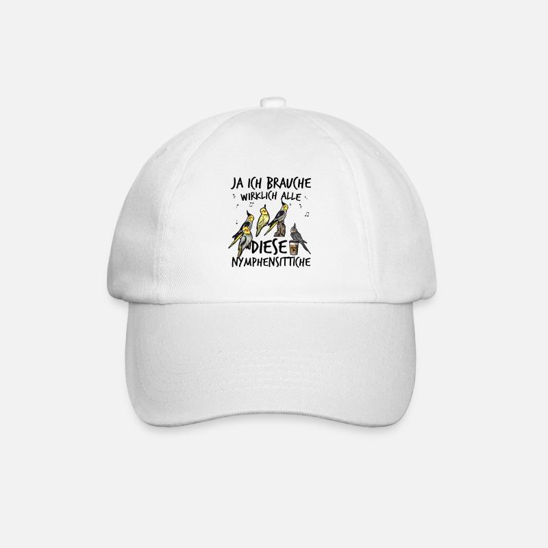 Nymphensittich - Baseballkappe - Weiß/Weiß