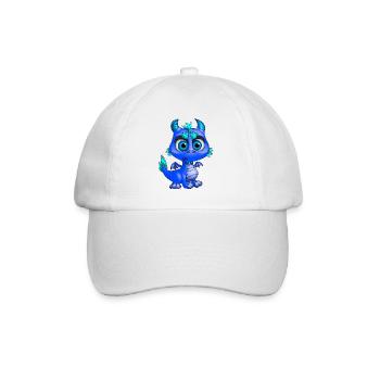 Baby Drache Blau | Niedlicher blauer Baby Drache - Baseballkappe - Weiß/Weiß - Vorne