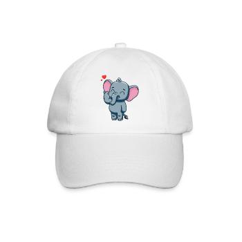 Süßer Baby Elefant mit Herz - Baseballkappe - Weiß/Weiß - Vorne