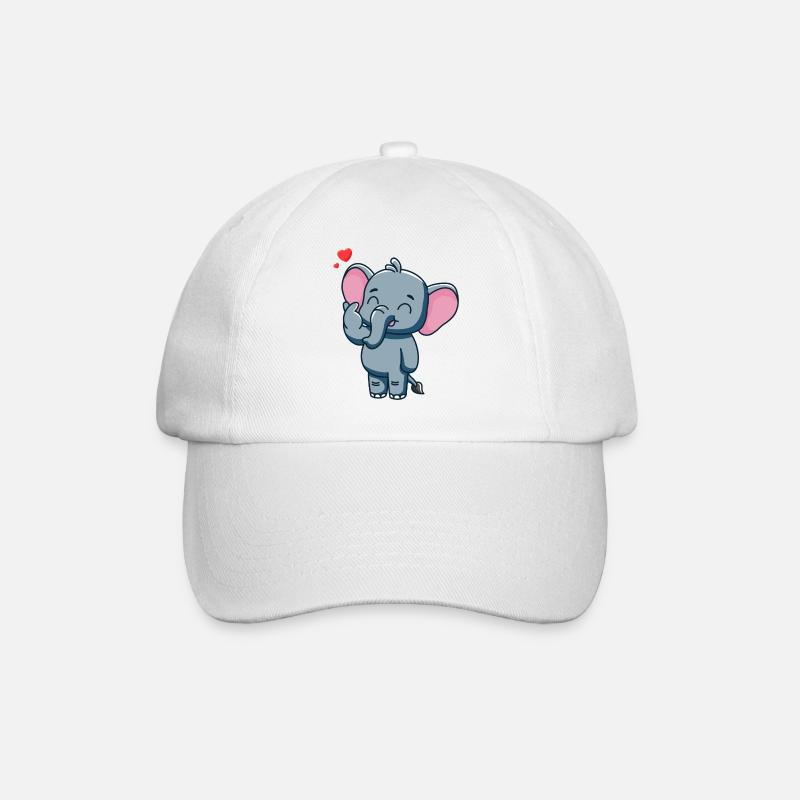 Mignon bébé éléphant avec du cœur - Casquette classique - blanc/blanc