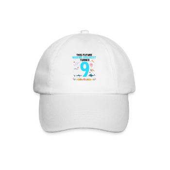 Marine Biology Birthday Party 9 Years Nine - Baseball Cap - white/white - Front