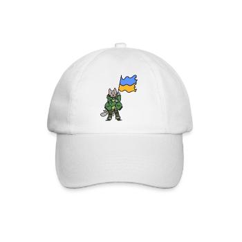 Ukrainian fighting Сat with flag - Baseball Cap - white/white - Front