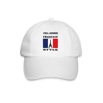 Alter Mann, Franzose, Vieil Homme Français Style - Baseballkappe - Weiß/Weiß - Vorne