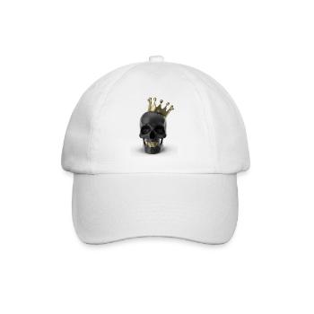 Black Skull With Gold Teeth And Crown 3D - Baseball Cap - white/white - Front