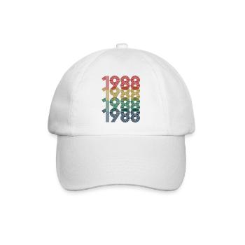 Cool Retro 1988, 34 Jahre alt, Geschenk zum 34. Geburtstag - Baseballkappe - Weiß/Weiß - Vorne