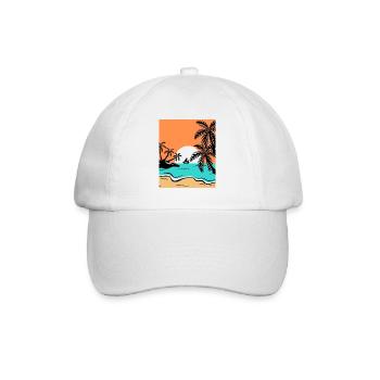 Sérénité tropicale au coucher de soleil - Casquette classique - blanc/blanc - Devant