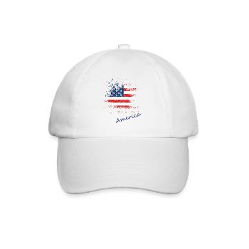 America USA - Baseballkappe - Weiß/Weiß - Vorne