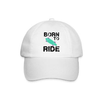 born to ride skateboard skate rider - Baseball Cap - white/white - Front