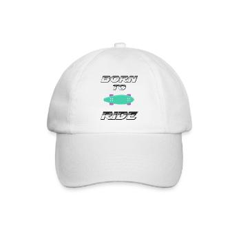 born to ride skateboard skate rider - Baseball Cap - white/white - Front