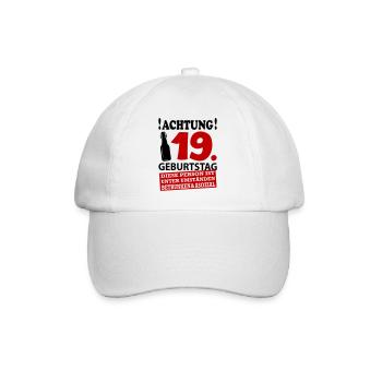 19 Geburtstag Besoffen Alkohol Jahre - Baseballkappe - Weiß/Weiß - Vorne