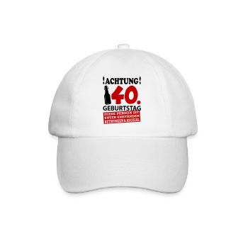 40 Geburtstag Besoffen Alkohol Jahre - Baseballkappe - Weiß/Weiß - Vorne