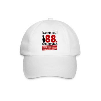 88 Geburtstag Besoffen Alkohol Jahre - Baseballkappe - Weiß/Weiß - Vorne