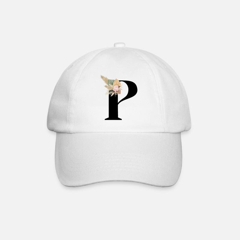 lettre P fleuris - Casquette classique - blanc/blanc