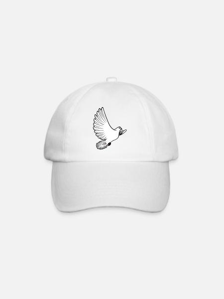 White pigeon carrier pigeon ornamental pigeon or dove of peace - Baseball Cap - white/white