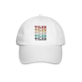 Retro Fliesenleger Schriftzug - Baseballkappe - Weiß/Weiß - Vorne