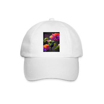 Schöne Kreatur - ein schönes Muster von Kolibris und Blumen - Baseballkappe - Weiß/Weiß - Vorne