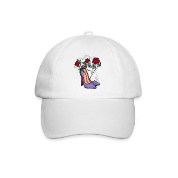 High heels shoes with rose flower. Romantic style. - Baseball Cap - white/white - Front