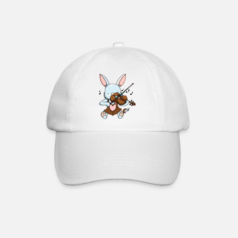 Hase spielt Geige - Baseballkappe - Weiß/Weiß