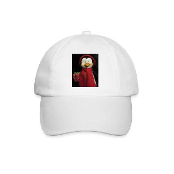 Pingouin avec chapeau, écharpe et cadeau - Casquette classique - blanc/blanc - Devant