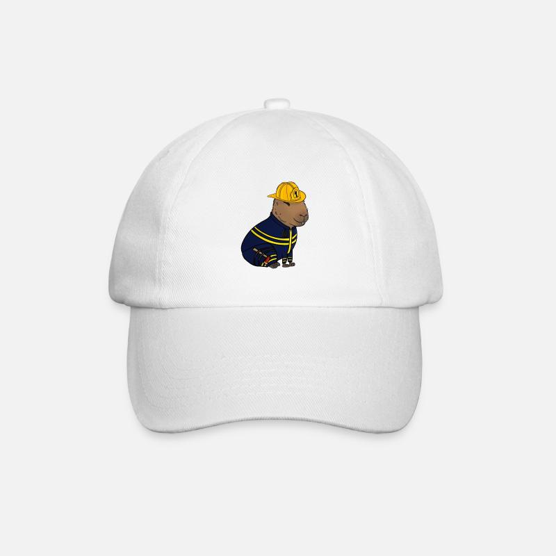 Capybara Fireman Shirt - Baseball Cap - white/white
