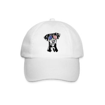 DEUTSCHER PINSCHER Amerika Fahne Hunde Wilsigns - Baseballkappe - Weiß/Weiß - Vorne