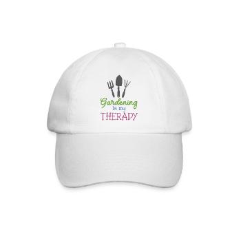 Gartenarbeit ist meine Therapie - Baseballkappe - Weiß/Weiß - Vorne