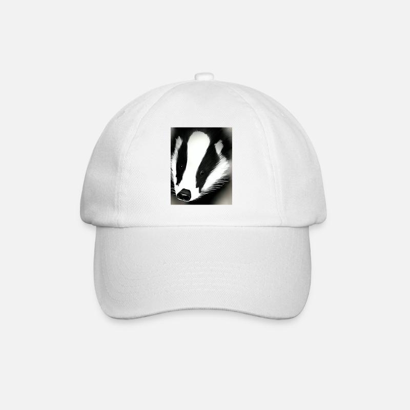 Dachs coole Porträtzeichnung - Baseballkappe - Weiß/Weiß