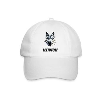 Wolfskopf mit Leitwolf Schriftzug - Baseballkappe - Weiß/Weiß - Vorne