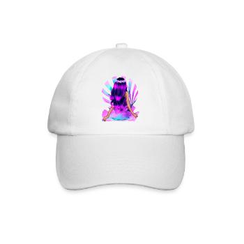 Fleur Enfant Noir-Rose Cheveux Rose Fille Violet - Casquette classique - blanc/blanc - Devant