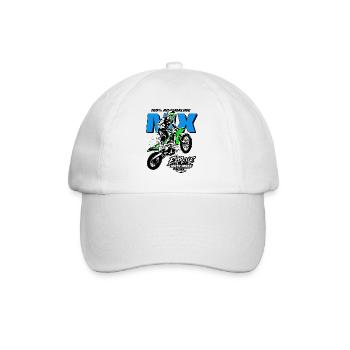 Moto Cross - Motocross - Supercross - Baseballkappe - Weiß/Weiß - Vorne