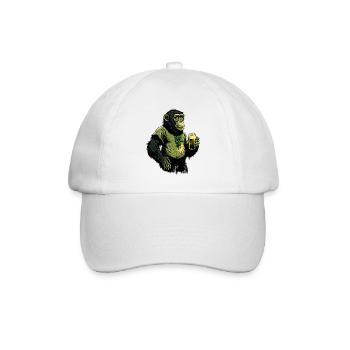 Beer Chimpanzee with Hops Shirt - Baseball Cap - white/white - Front