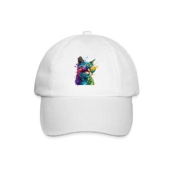Cat With Sunglasses Splash Colorful Animal Art - Baseball Cap - white/white - Front