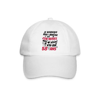 conneries 58 ans / cadeau anniversaire 58 ans - Casquette classique - blanc/blanc - Devant