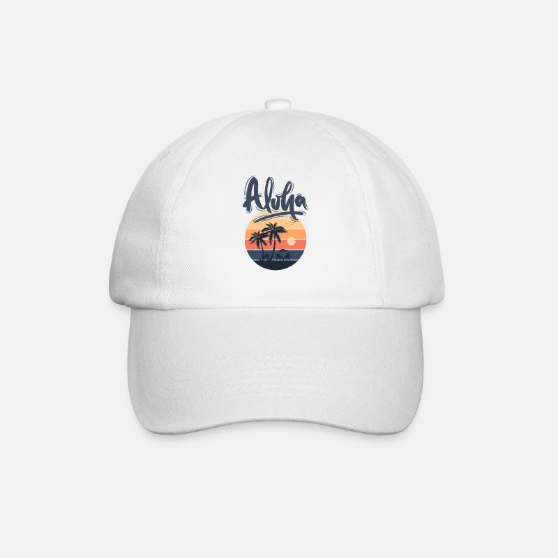 Summer, beach, vacations, palm tree, surf, surfin - Baseball Cap - white/white