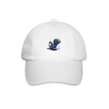 Gamer's Perfect Illustration - Cute Colorful Gekko - Baseballkappe - Weiß/Weiß - Vorne