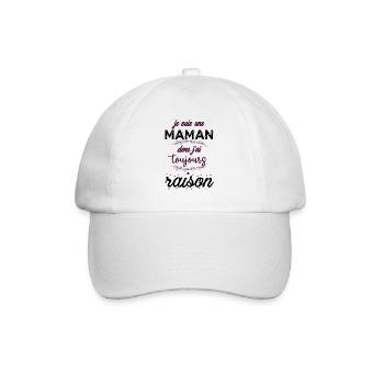 je suis une maman donc j ai toujours raison 2 - Casquette classique - blanc/blanc - Devant