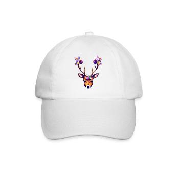 beautiful deer flowers nature forest - Baseball Cap - white/white - Front