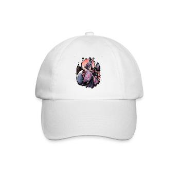 Anime girl kitsune posing, cute , fox, - Baseball Cap - white/white - Front