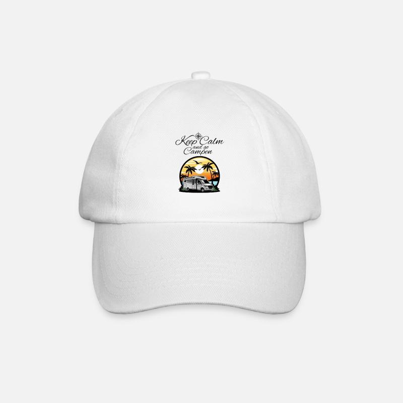 Camper Wohnmobil Spruch-Keep Calm and go campen - Baseballkappe - Weiß/Weiß
