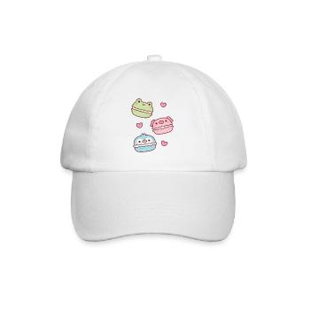 Niedliche grüne Frosch rosa Schweinchen blauer Pinguin Macarons - Baseballkappe - Weiß/Weiß - Vorne