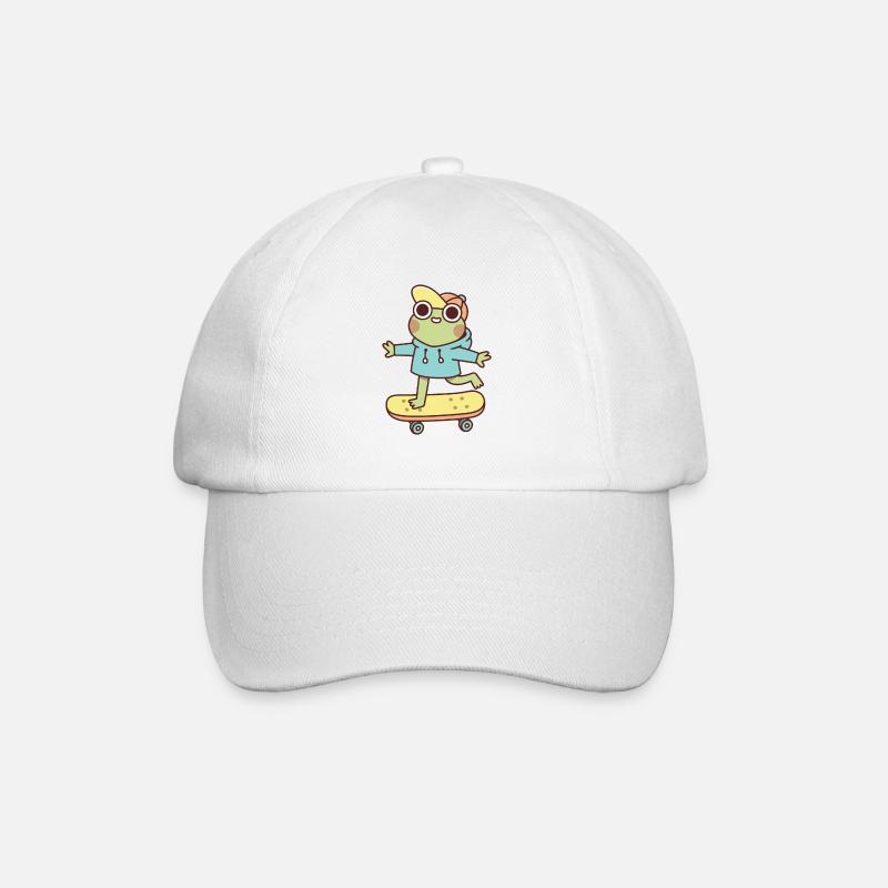 Mignonne grenouille sur skateboard - Casquette classique - blanc/blanc
